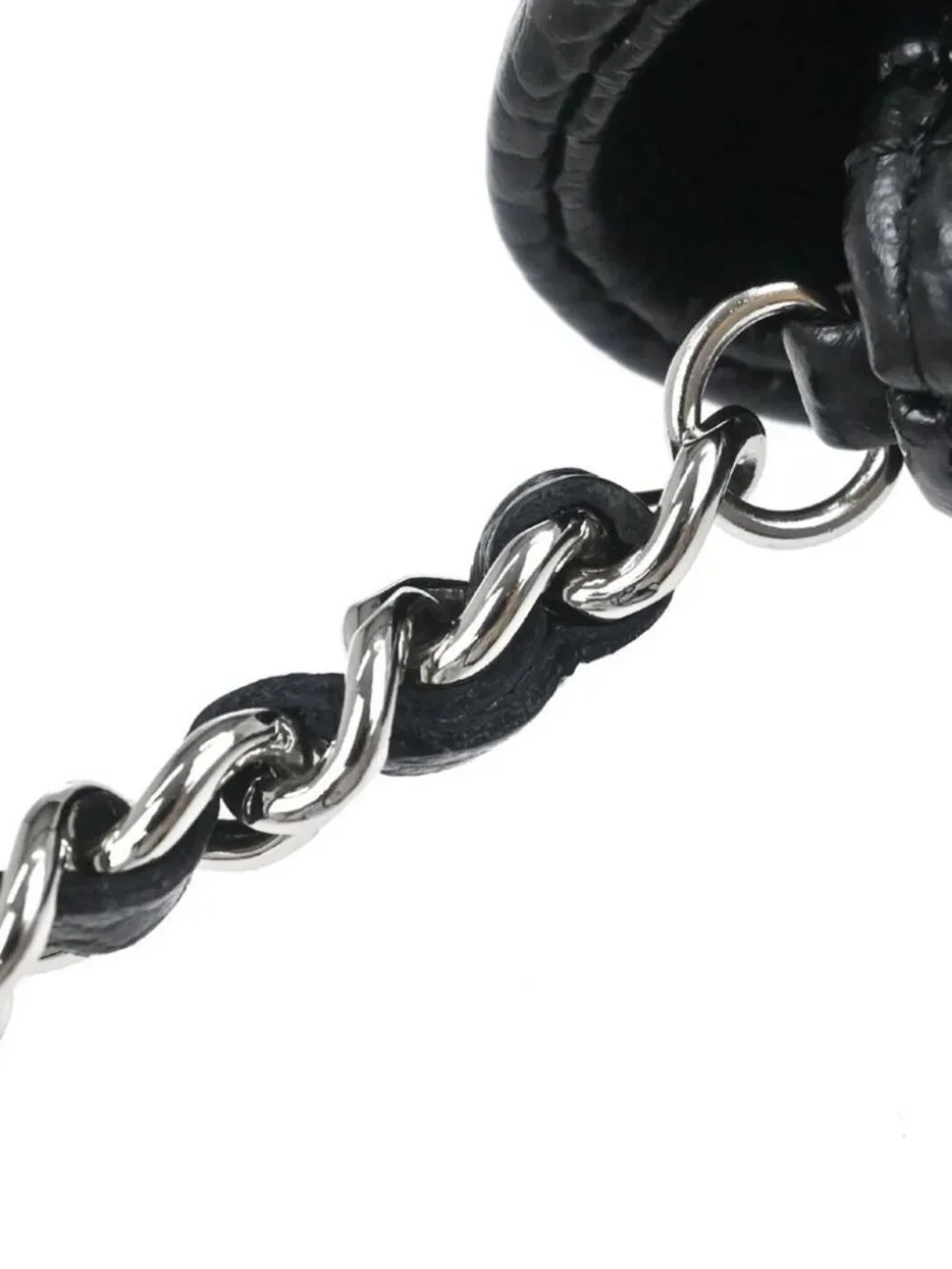 Chanel Black Calfskin Half Moon Flap WOC Wallet on Chain Shoulder Bag